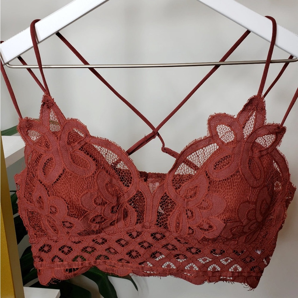 Lace crochet bralette- Fired Brick